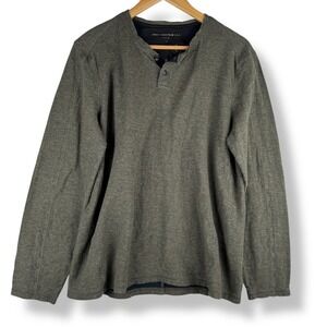 John Varvatos USA Henley Shirt Mens Size Large Green Cotton‎ Grunge Gorpcore
